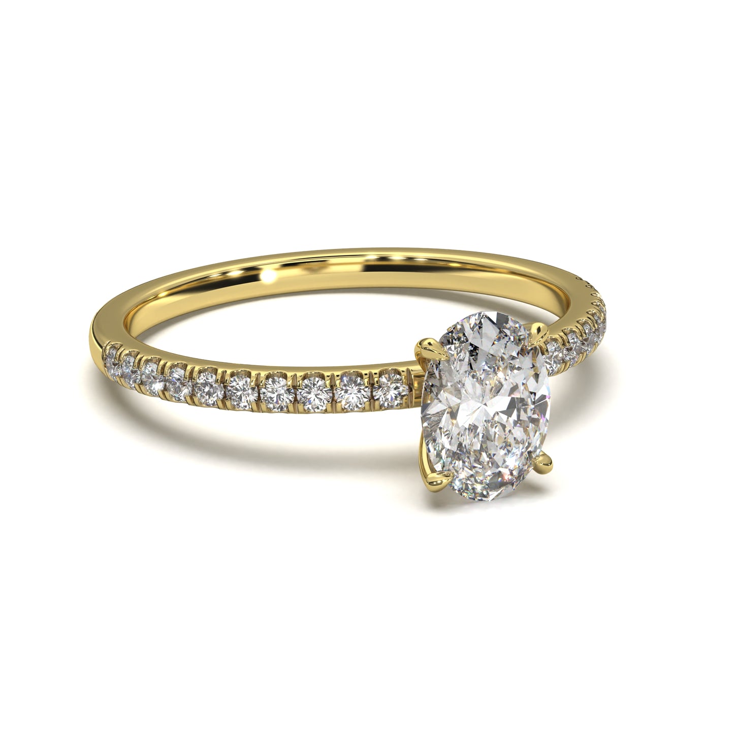 The Veros – Oval Diamond Engagement Ring with Pavé Band 1.30ct Total Carat Weight | IGI Certified (Lab Option) | Everyday Elegance