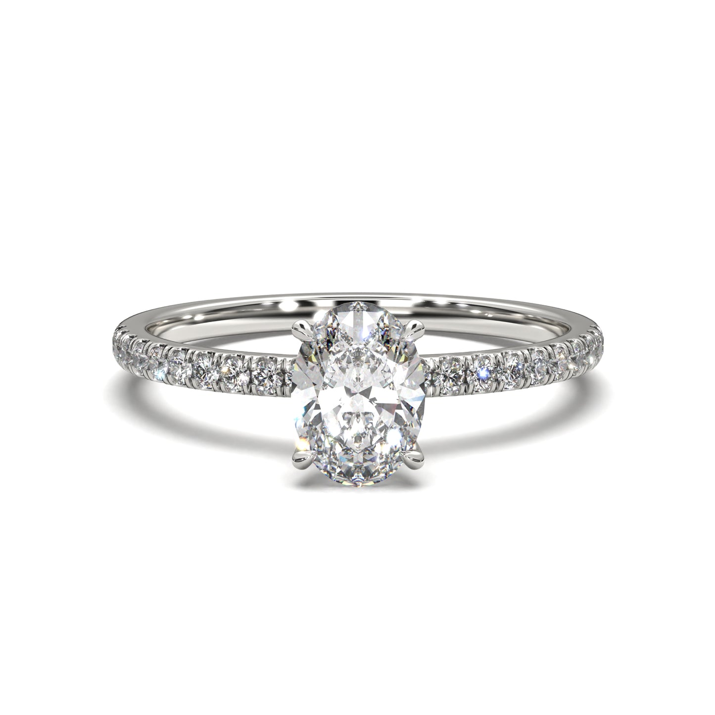 The Veros – Oval Diamond Engagement Ring with Pavé Band 1.30ct Total Carat Weight | IGI Certified (Lab Option) | Everyday Elegance