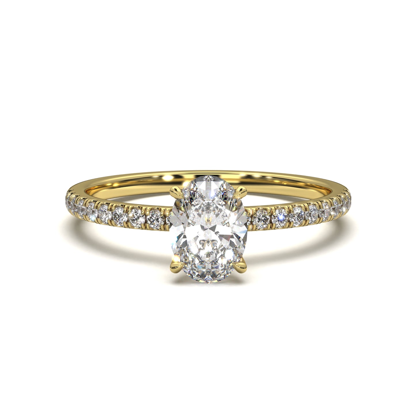 The Veros – Oval Diamond Engagement Ring with Pavé Band 1.30ct Total Carat Weight | IGI Certified (Lab Option) | Everyday Elegance