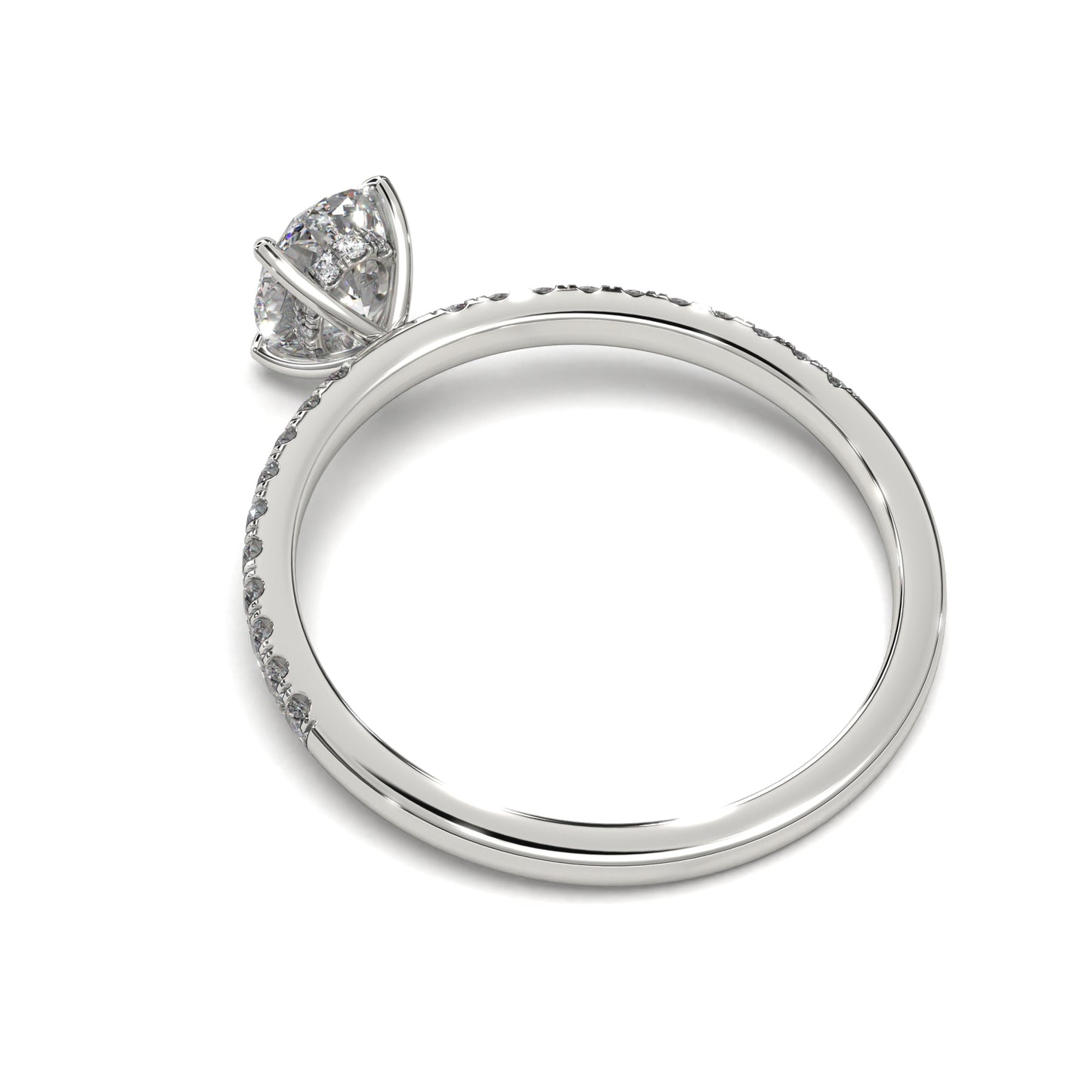 The Veros – Oval Diamond Engagement Ring with Pavé Band 1.30ct Total Carat Weight | IGI Certified (Lab Option) | Everyday Elegance