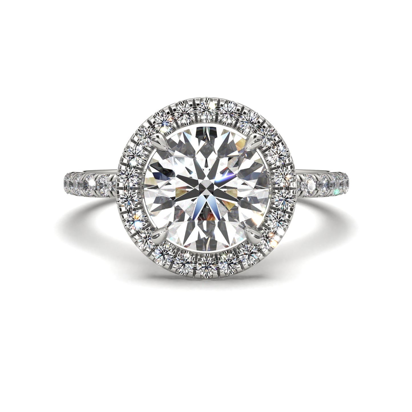 The Seraphina – Round Diamond Halo Engagement Ring 2.40ct Total Carat Weight | IGI Certified | Lab-Grown or Natural Options