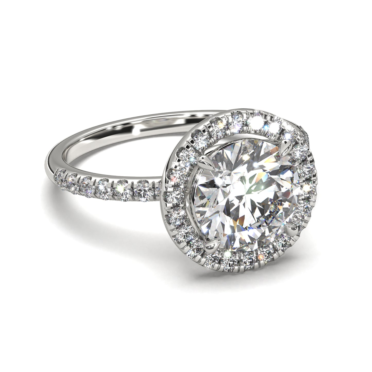 The Seraphina – Round Diamond Halo Engagement Ring 2.40ct Total Carat Weight | IGI Certified | Lab-Grown or Natural Options