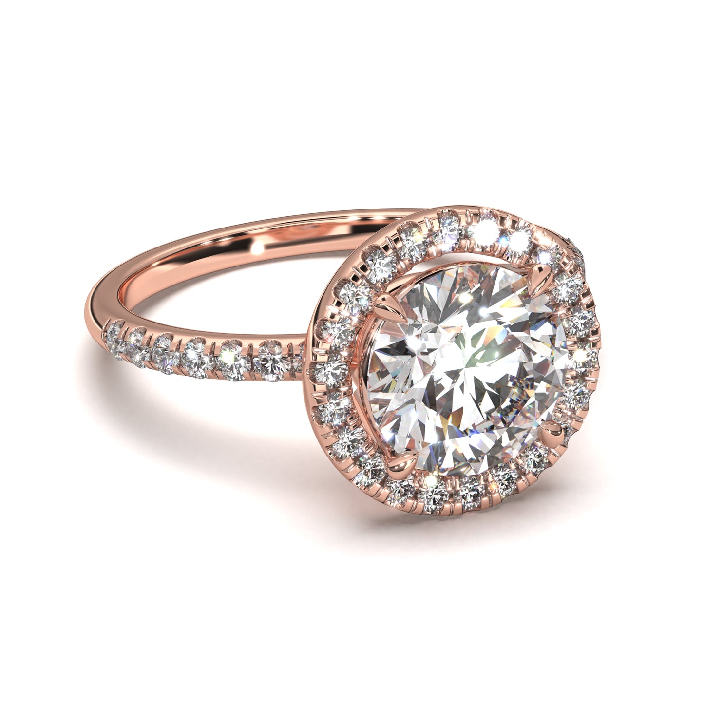 The Seraphina – Round Diamond Halo Engagement Ring 2.40ct Total Carat Weight | IGI Certified | Lab-Grown or Natural Options