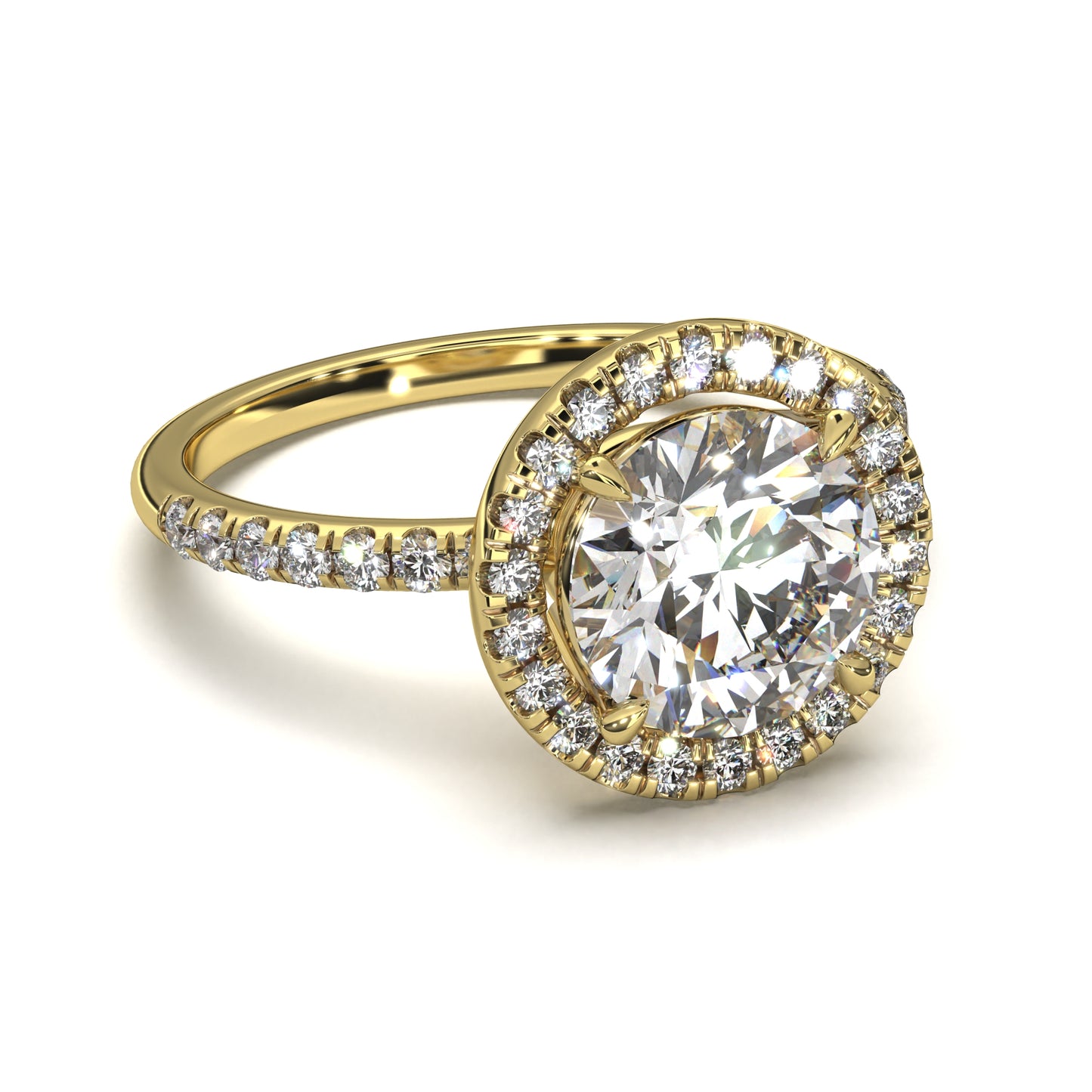 The Seraphina – Round Diamond Halo Engagement Ring 2.40ct Total Carat Weight | IGI Certified | Lab-Grown or Natural Options