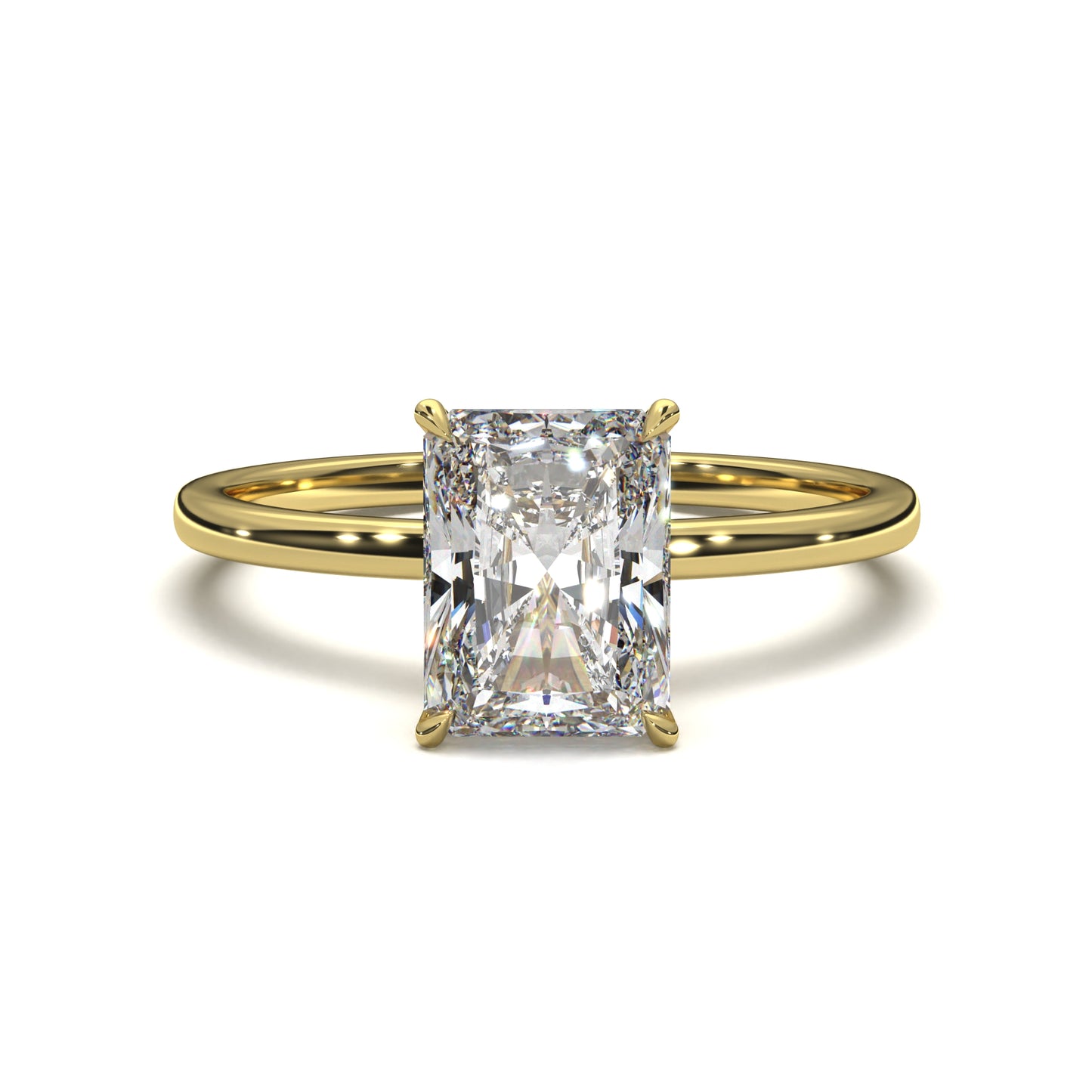 The Elara – Radiant Cut Solitaire Engagement Ring 1.00ct Natural Diamond | GIA Certified | Radiant Brilliance in a Bold Structure