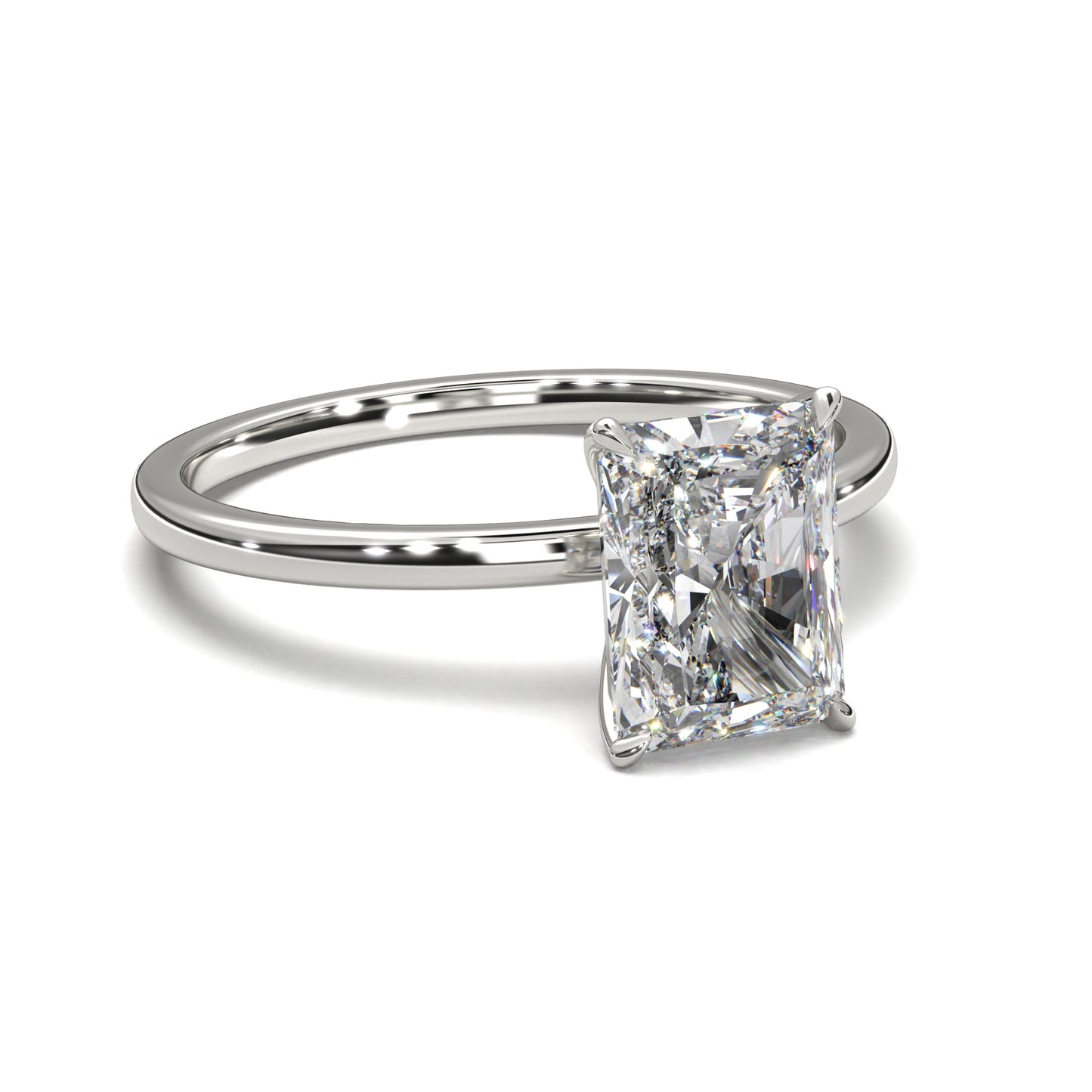 The Elara – Radiant Cut Solitaire Engagement Ring 1.00ct Natural Diamond | GIA Certified | Radiant Brilliance in a Bold Structure