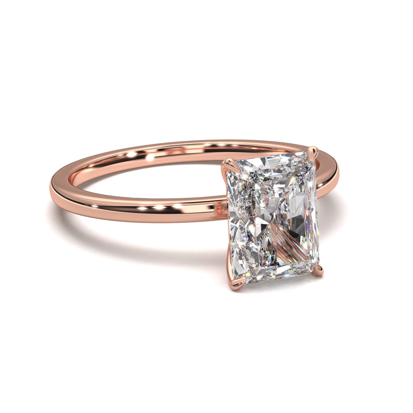 The Elara – Radiant Cut Solitaire Engagement Ring 1.00ct Natural Diamond | GIA Certified | Radiant Brilliance in a Bold Structure