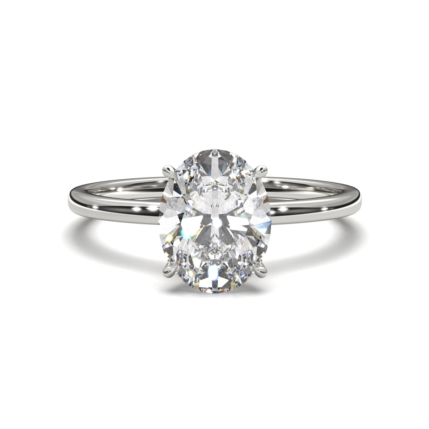 The Amara – Oval-Cut Diamond Solitaire Engagement Ring 2.00ct Lab-Grown Diamond | IGI Certified | Classic 4-Prong Solitaire