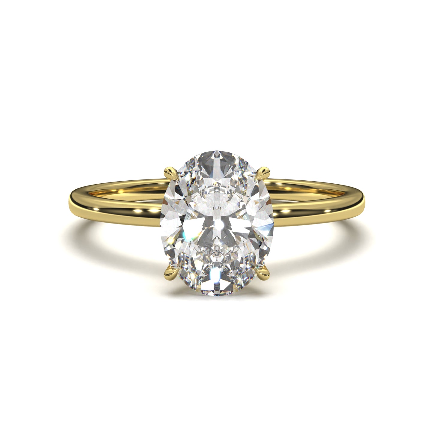 The Amara – Oval-Cut Diamond Solitaire Engagement Ring 2.00ct Lab-Grown Diamond | IGI Certified | Classic 4-Prong Solitaire