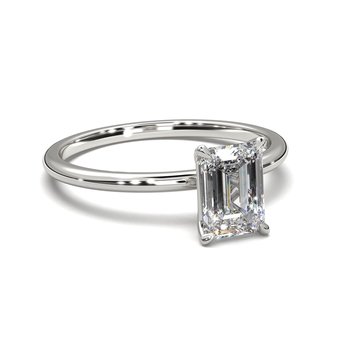 The Freya – Emerald-Cut Solitaire Engagement Ring 1.50ct Lab-Grown Diamond | IGI Certified | Modern Solitaire Setting