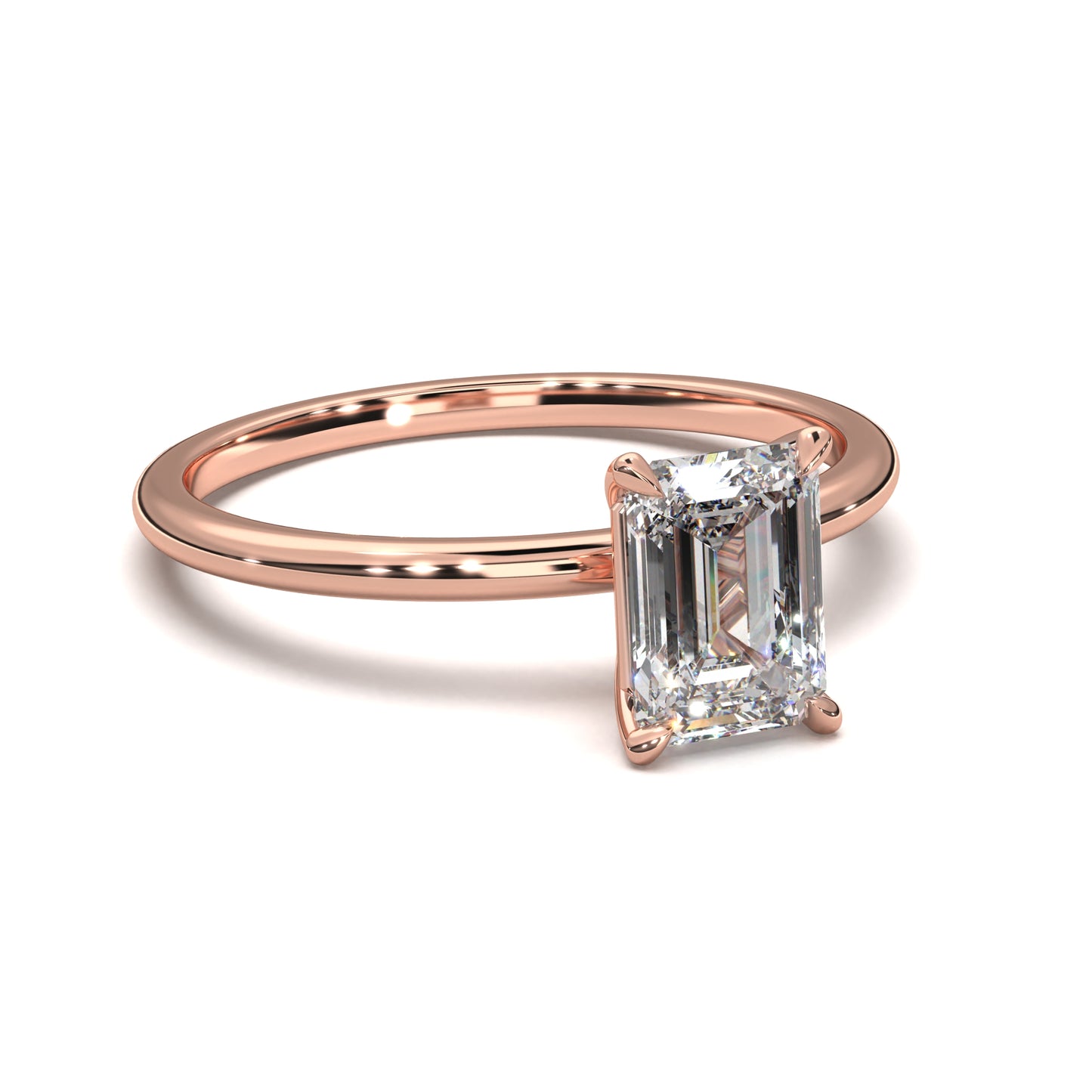 The Freya – Emerald-Cut Solitaire Engagement Ring 1.50ct Lab-Grown Diamond | IGI Certified | Modern Solitaire Setting