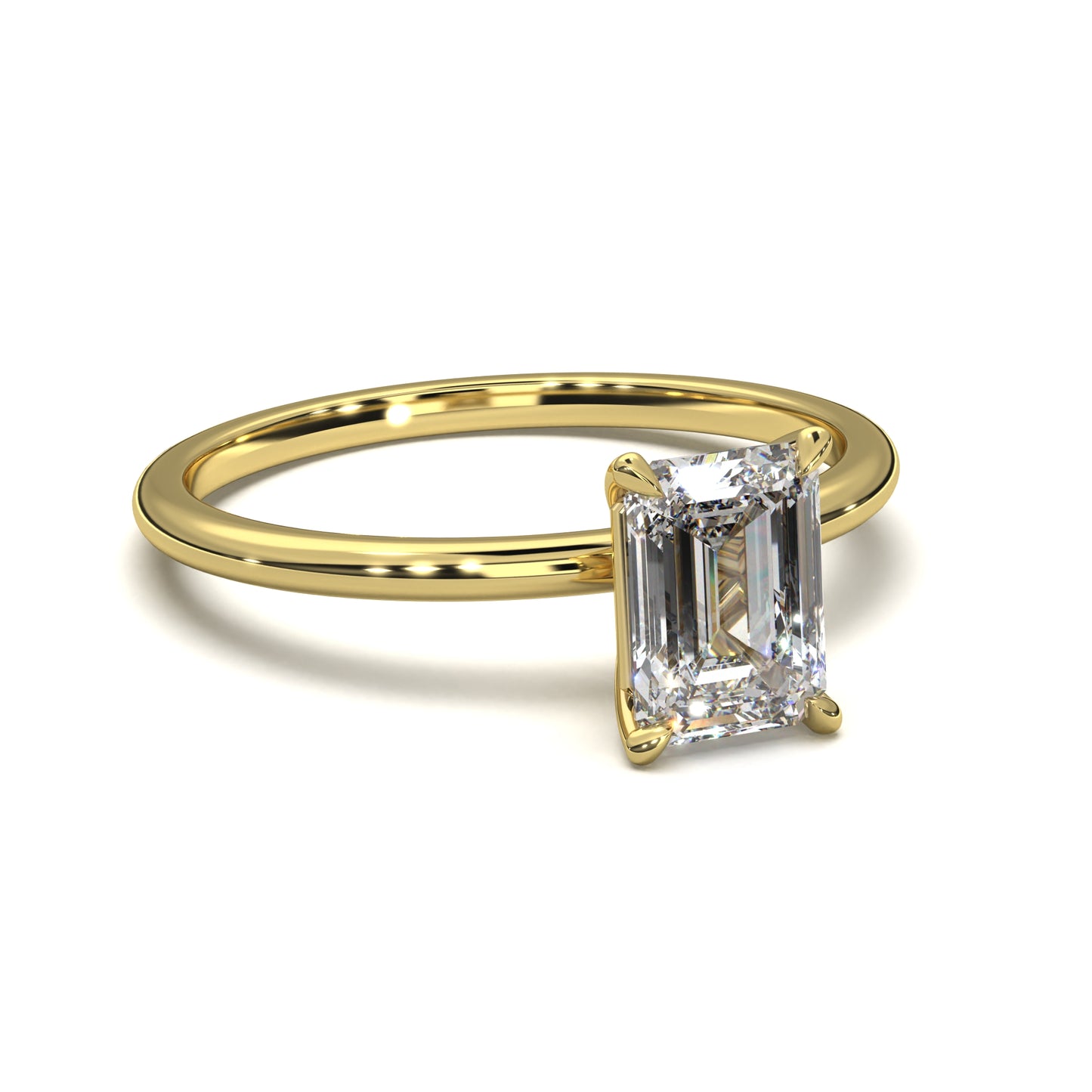 The Freya – Emerald-Cut Solitaire Engagement Ring 1.50ct Lab-Grown Diamond | IGI Certified | Modern Solitaire Setting