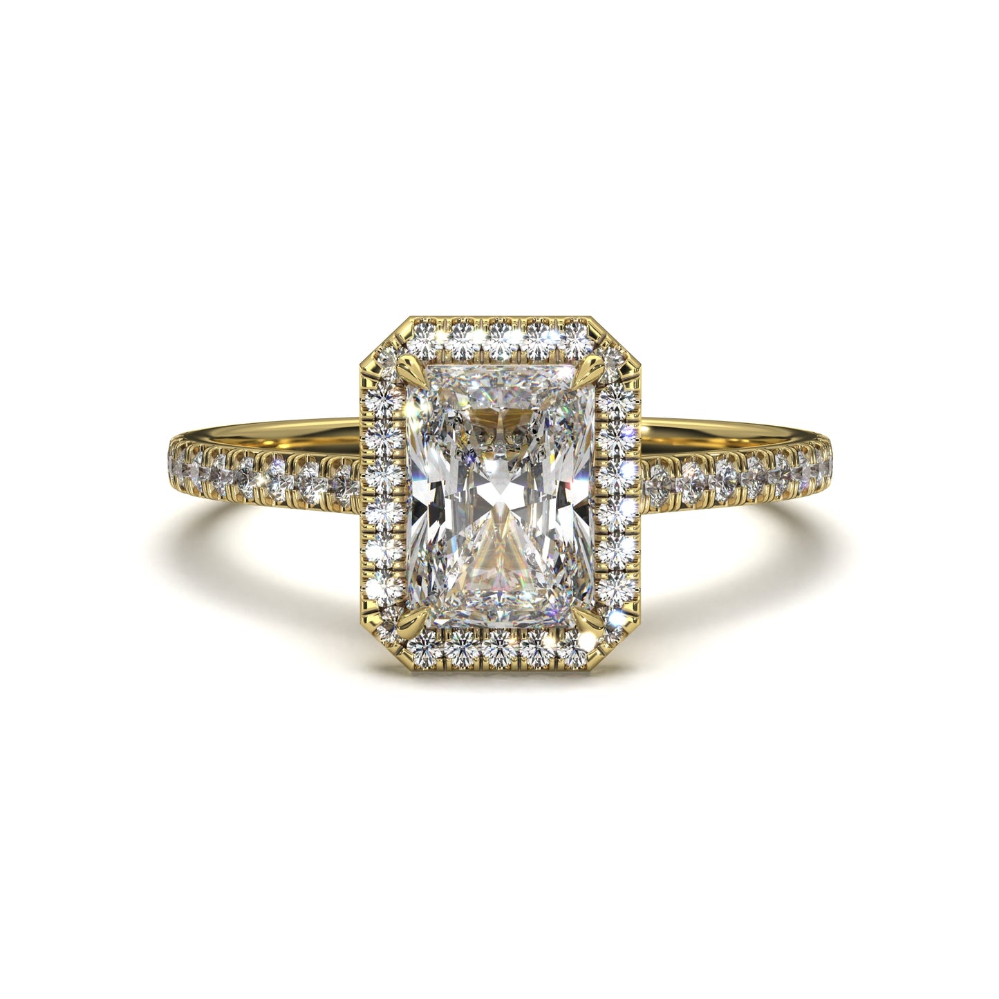 The Nova Radiant – Radiant Cut Halo Engagement Ring 1.80ct Total Carat Weight | Lab-Grown or Natural | Low-Profile Halo Design
