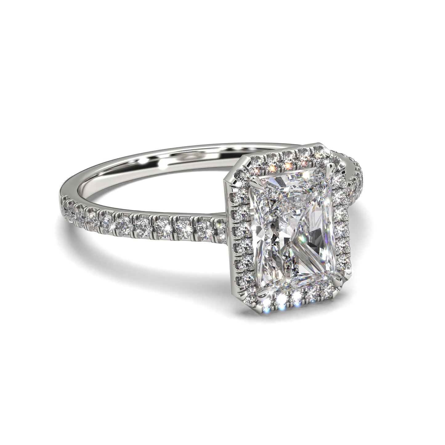 The Nova Radiant – Radiant Cut Halo Engagement Ring 1.80ct Total Carat Weight | Lab-Grown or Natural | Low-Profile Halo Design