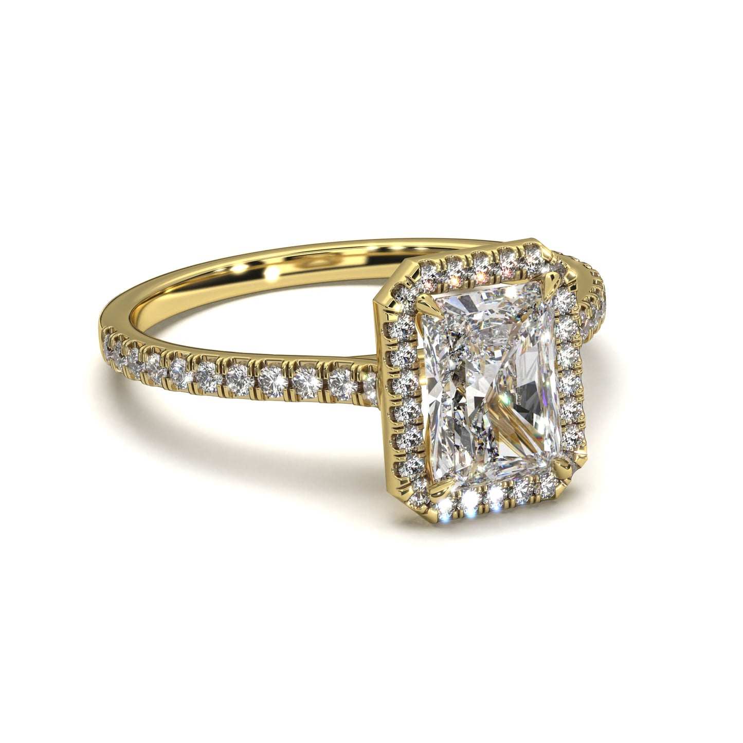 The Nova Radiant – Radiant Cut Halo Engagement Ring 1.80ct Total Carat Weight | Lab-Grown or Natural | Low-Profile Halo Design