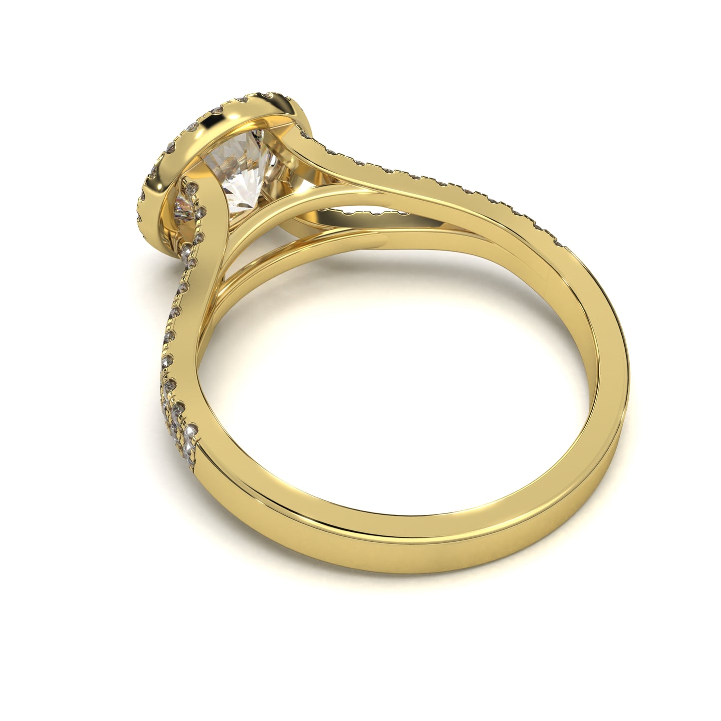The Ophelia – Halo Engagement Ring with Split Pavé Band 2.00ct Total Weight | Lab-Grown Diamond | Elegant Split-Shank Halo Design