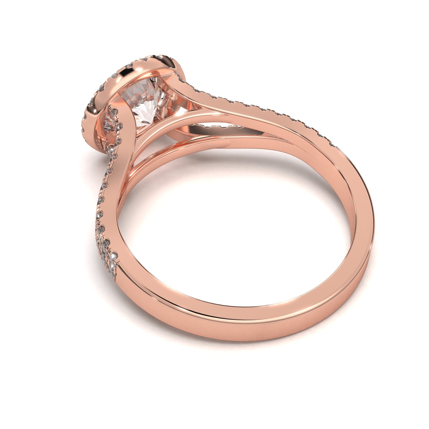 The Ophelia – Halo Engagement Ring with Split Pavé Band 2.00ct Total Weight | Lab-Grown Diamond | Elegant Split-Shank Halo Design