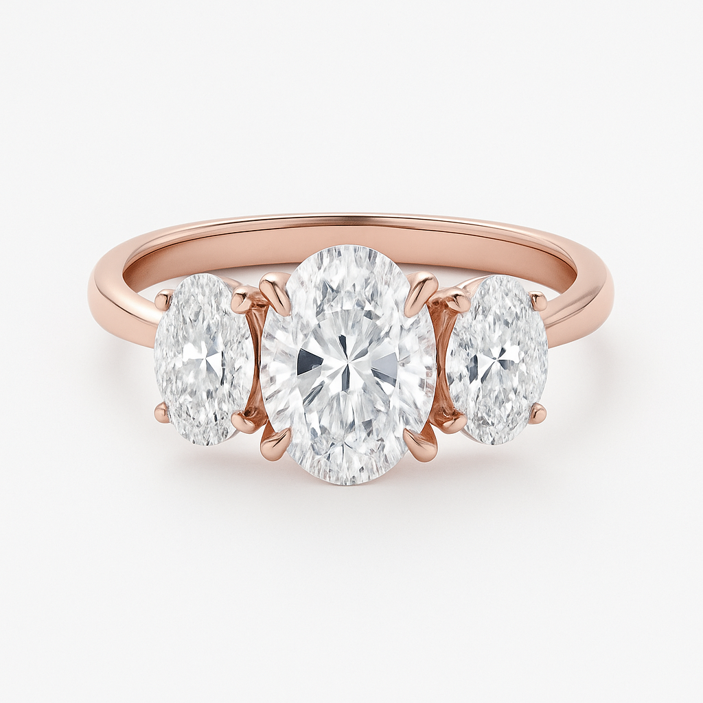 The Vida – 3.50 Carat - Three Stone Oval Diamond Ring Lab-Grown Diamonds · IGI Certified · D–F Color · VS+ Clarity