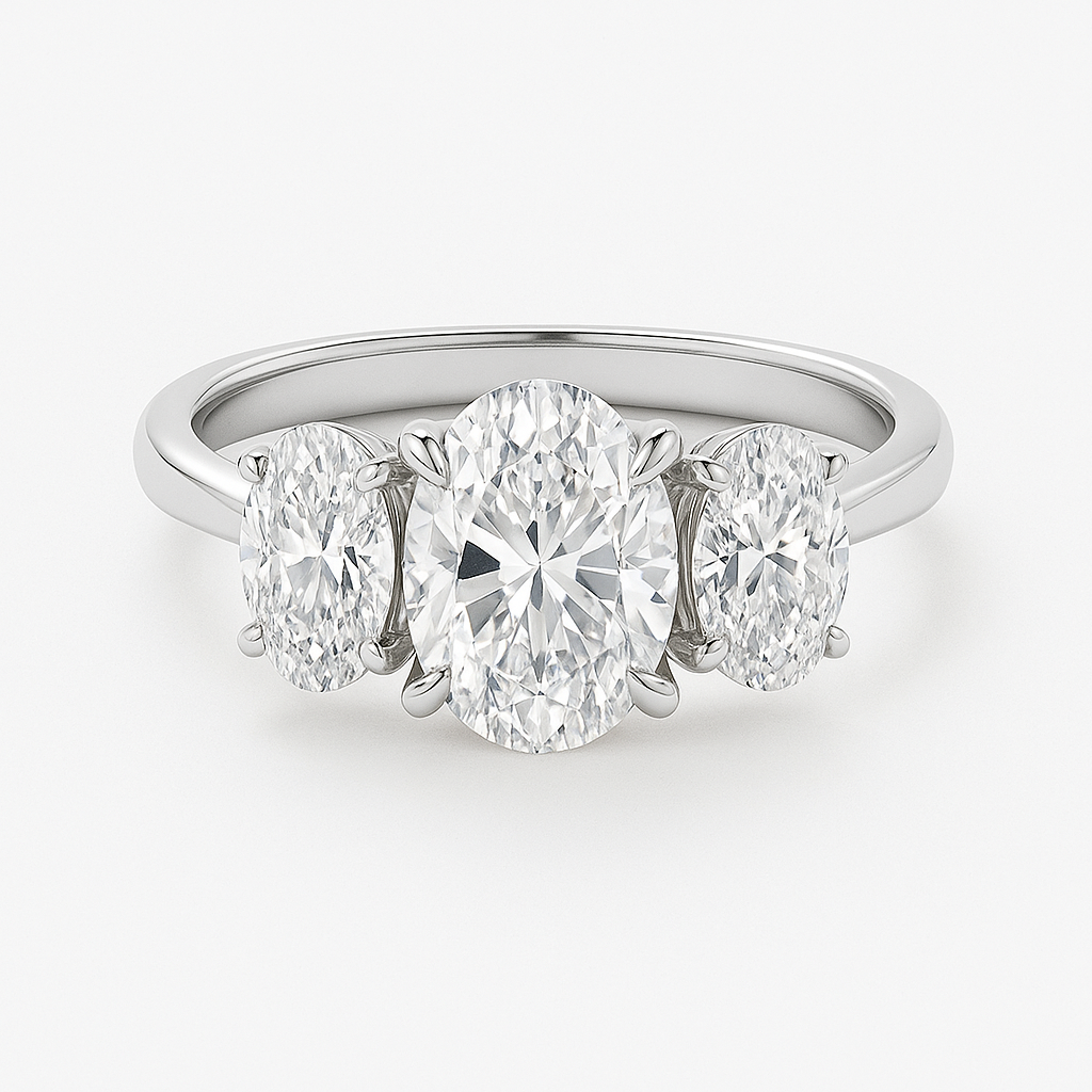 The Vida – 3.50 Carat - Three Stone Oval Diamond Ring Lab-Grown Diamonds · IGI Certified · D–F Color · VS+ Clarity