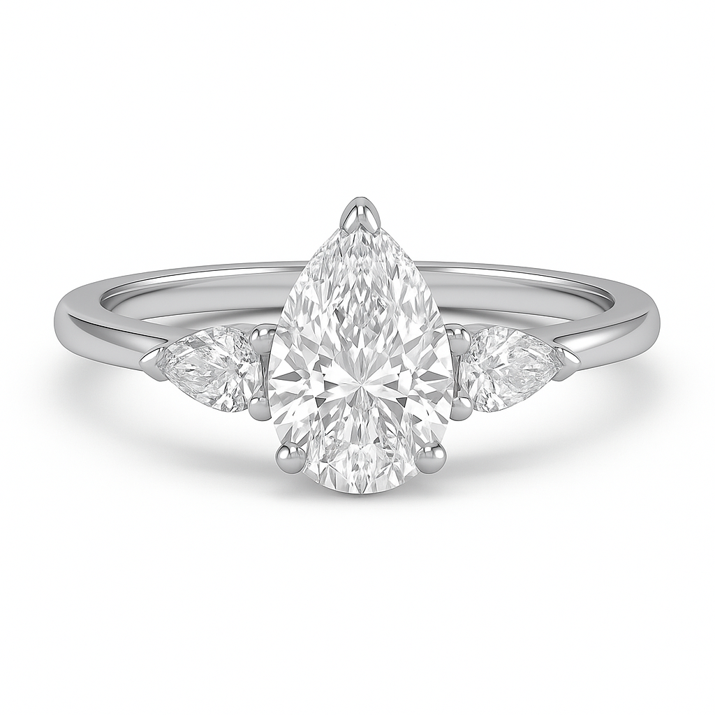 The Chelsea – Three-Stone Pear Cut Engagement Ring 1.50ct Lab-Grown Diamonds | IGI Certified | Classic Three-Stone Setting