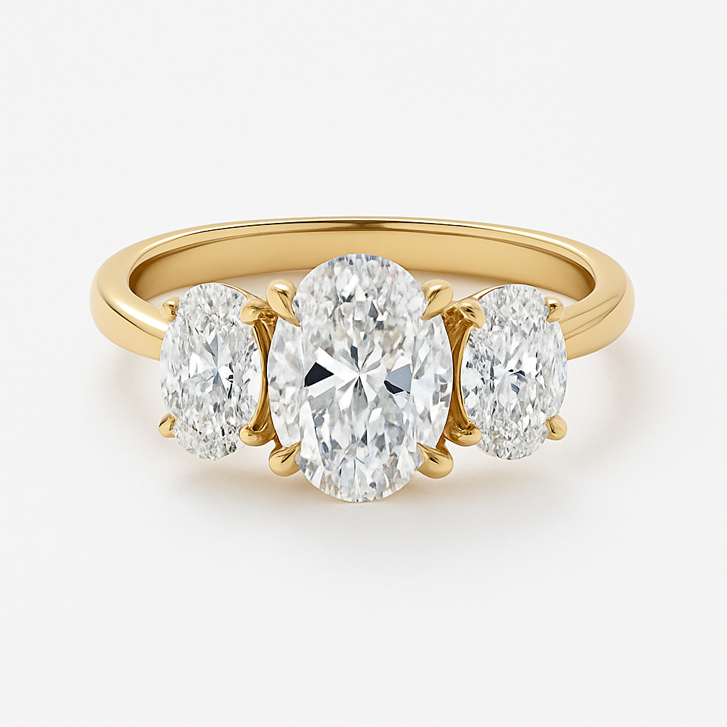 The Vida – 3.50 Carat - Three Stone Oval Diamond Ring Lab-Grown Diamonds · IGI Certified · D–F Color · VS+ Clarity