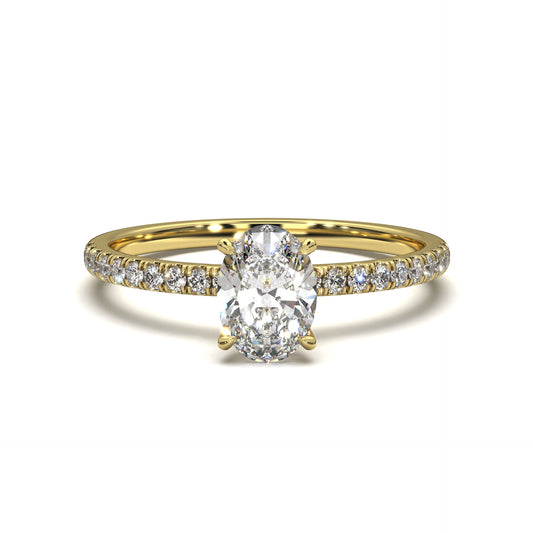 The Veros – Oval Diamond Engagement Ring with Pavé Band 1.30ct Total Carat Weight | IGI Certified (Lab Option) | Everyday Elegance