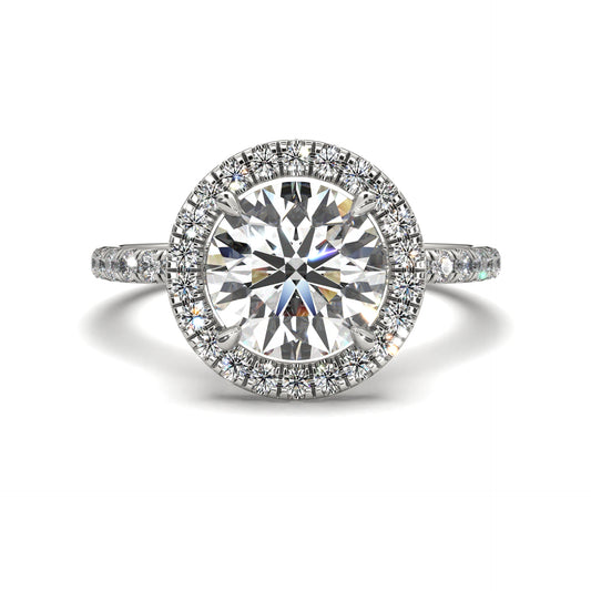 The Seraphina – Round Diamond Halo Engagement Ring 2.40ct Total Carat Weight | IGI Certified | Lab-Grown or Natural Options