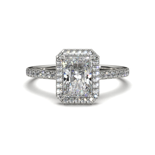 The Nova Radiant – Radiant Cut Halo Engagement Ring 1.80ct Total Carat Weight | Lab-Grown or Natural | Low-Profile Halo Design