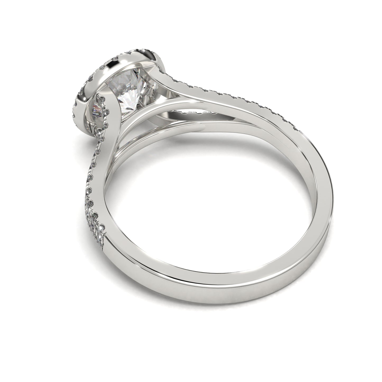 The Ophelia – Halo Engagement Ring with Split Pavé Band 2.00ct Total Weight | Lab-Grown Diamond | Elegant Split-Shank Halo Design