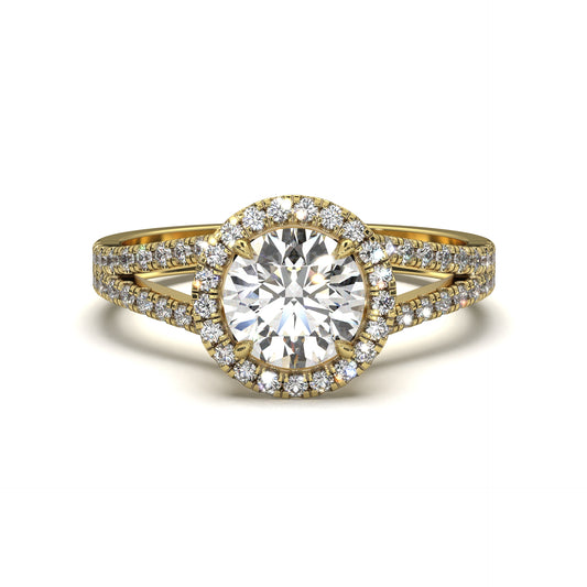 The Ophelia – Halo Engagement Ring with Split Pavé Band 2.00ct Total Weight | Lab-Grown Diamond | Elegant Split-Shank Halo Design
