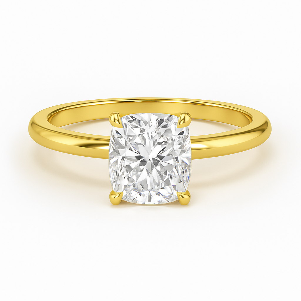 The Bergan – Cushion-Cut Solitaire Engagement Ring 1.00ct Natural Diamond | GIA Certified | Cushion Cut