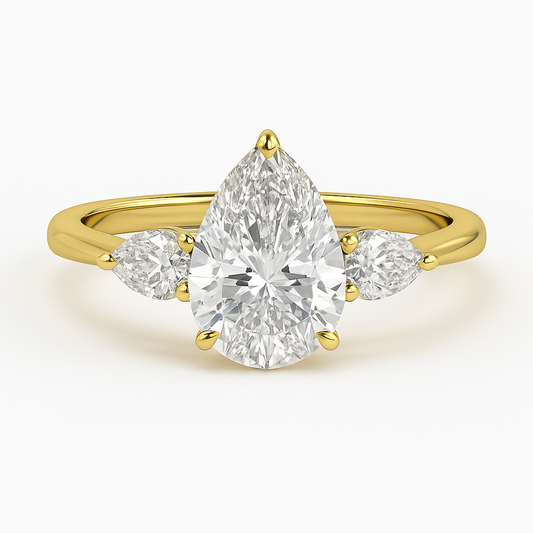 The Chelsea – Three-Stone Pear Cut Engagement Ring 1.50ct Lab-Grown Diamonds | IGI Certified | Classic Three-Stone Setting