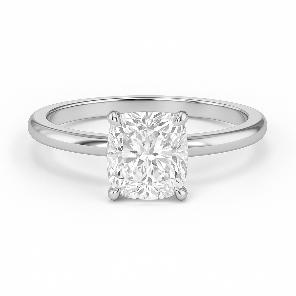 The Bergan – Cushion-Cut Solitaire Engagement Ring 1.00ct Natural Diamond | GIA Certified | Cushion Cut